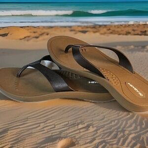 Okabashi Surf Women's Flip Flops Sandals Color Brown Size: M (7-8) Made In USA